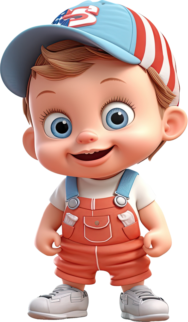 3d cartoon happy baby kids on transparent background 1