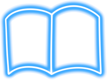 Blue neon blank open book